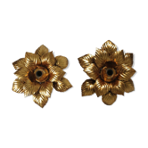 Paire d'appliques " fleur " en métal doré années 70