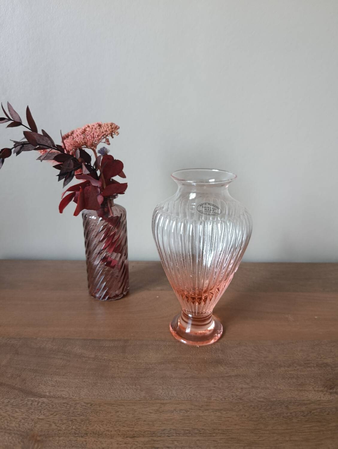 Murano pink gadrooned vase | Kristall Mary workshop - Italy |