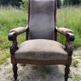 Voltaire wooden armchair in mahogany wood