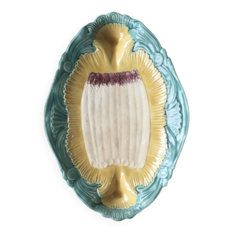 Asparagus dish - orchies slip - late 19th century majolica -