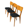3 chaises 1950 skaï noir