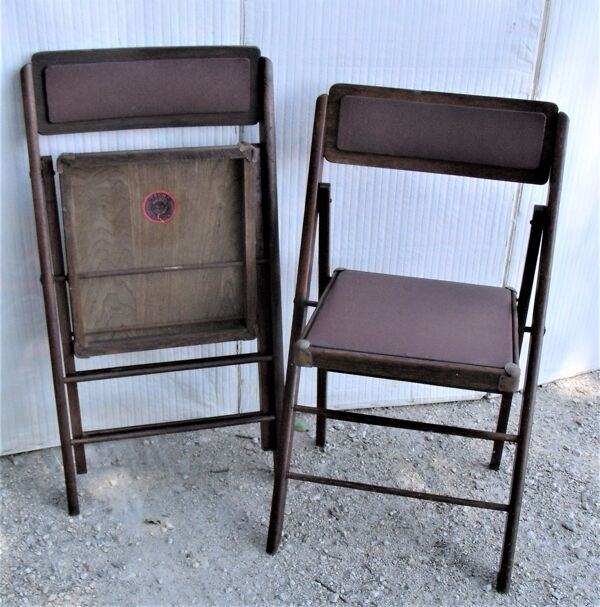 Lot de 2 chaises pliantes americaine trump bois et skai