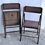 Lot de 2 chaises pliantes americaine trump bois et skai