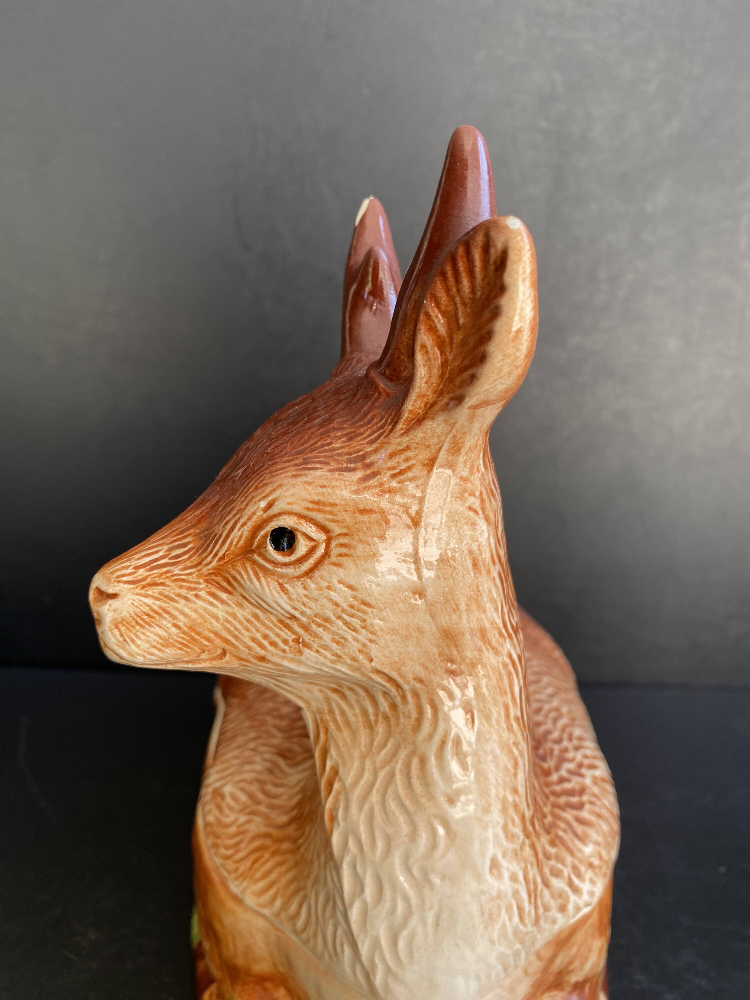 Vintage terrine in earthenware by Michel Caugant - Roe Deer / Stag shape