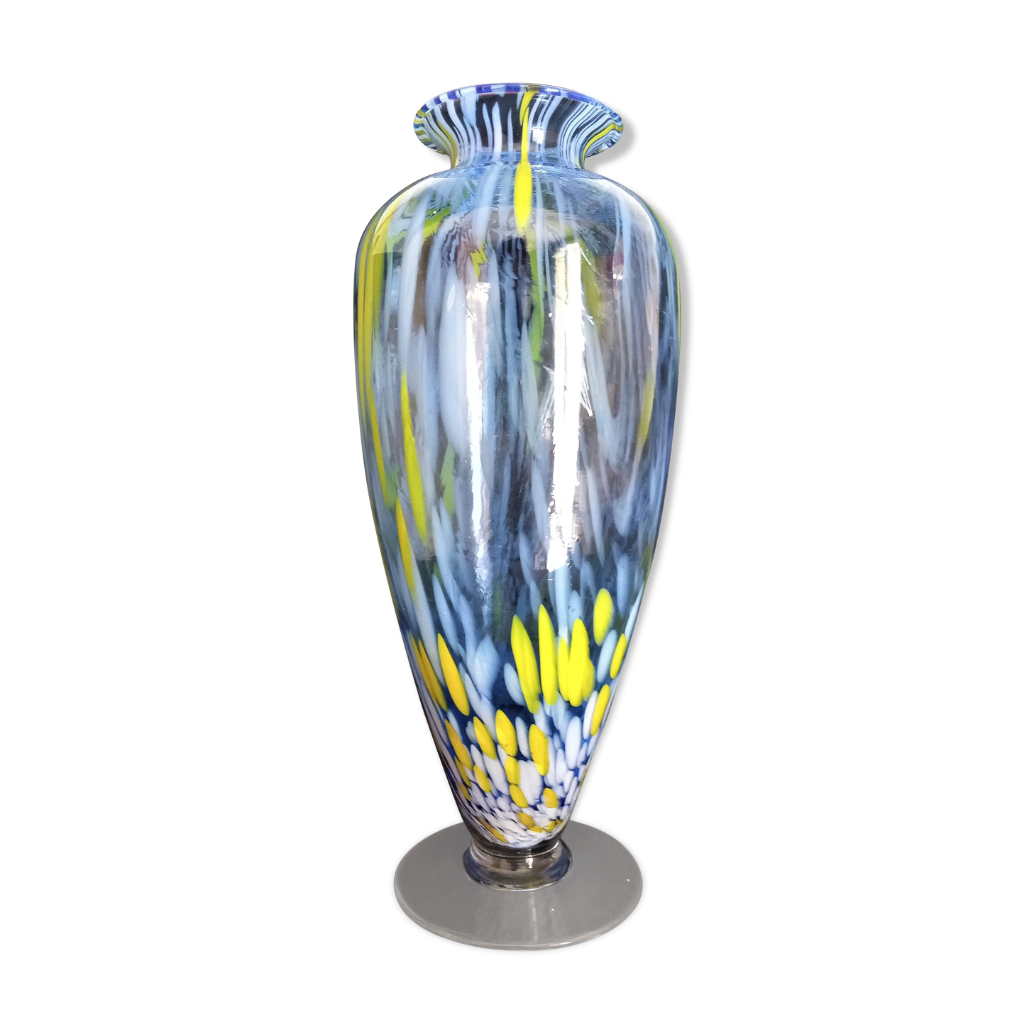 Large Murano glass vase, handmade, 38 cm high