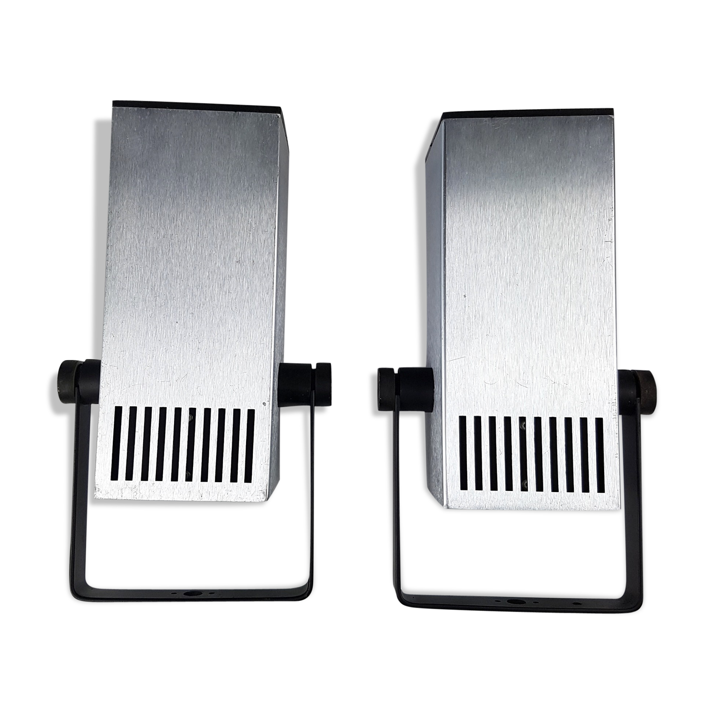 Paire de spots carré aluminium brossé