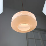 Mid-century White Glass & Brass Pendant Lamp