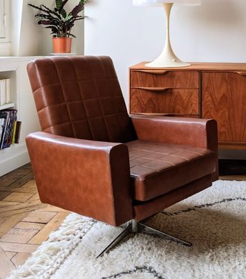Swivel armchair skai and chrome 60s