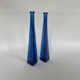 Pair of vintage glass soliflores vase 1970
