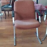 Two modernist armchairs 1970 fabrics and chrome