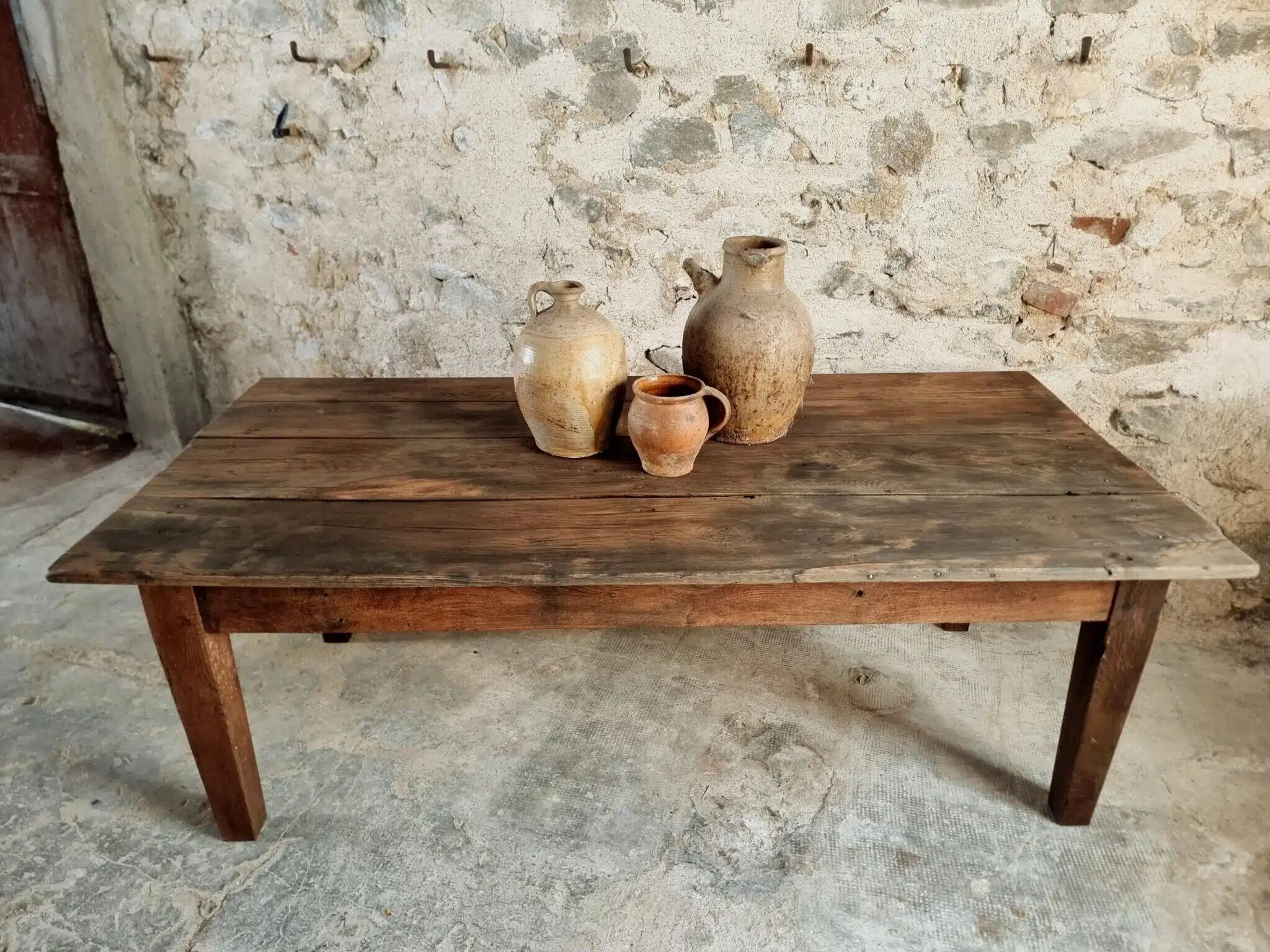 Antique French coffee table – chestnut wood – early 19th century – 82×168×60 cm