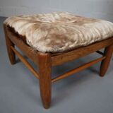 Brutalist oak lounge chair and ottoman