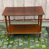 2-level serving trolley in lacquered mahogany and brass 1960