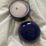 Ceramic pot and bronze blue flower old