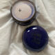 Ceramic pot and bronze blue flower old