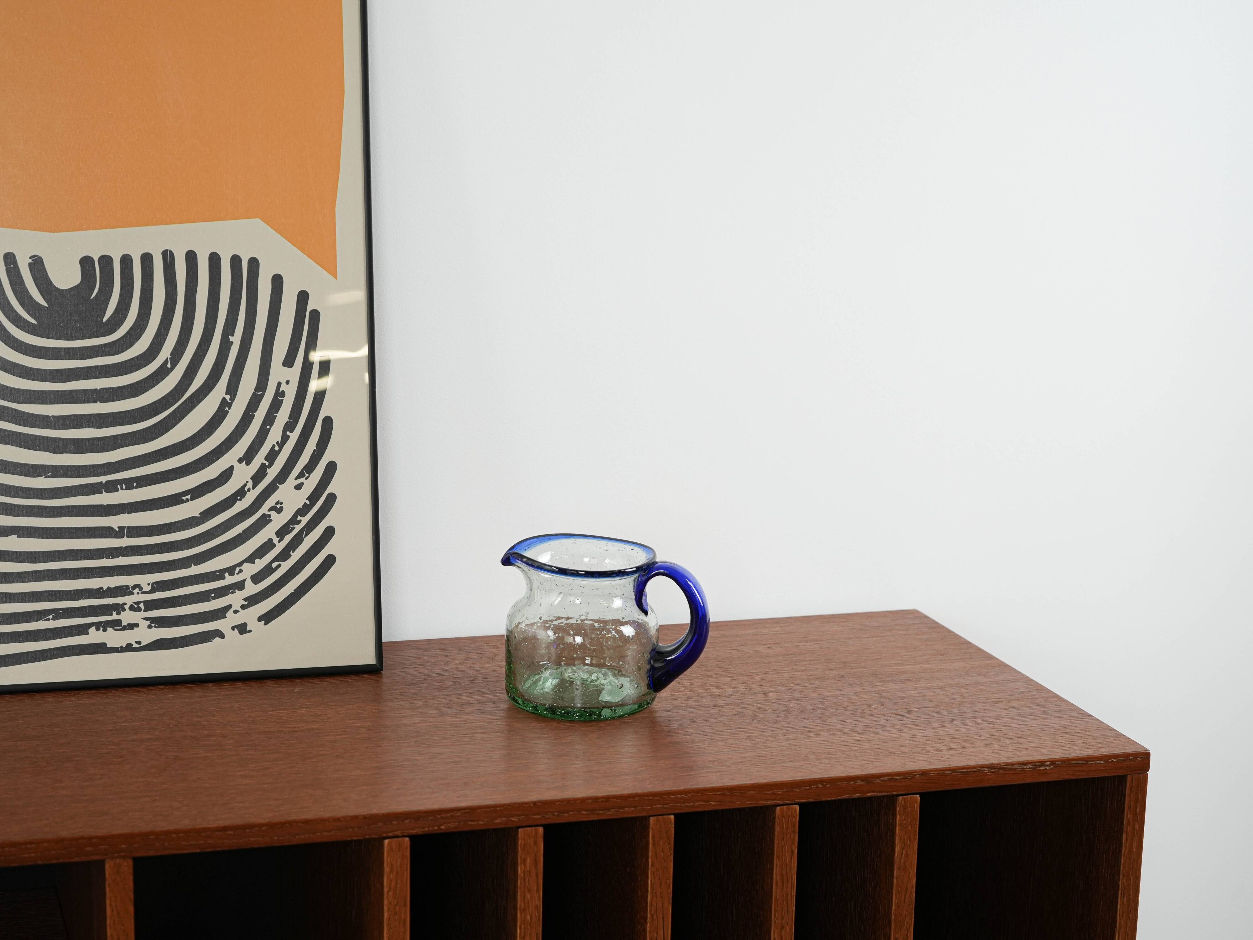 Glass milk jug, Italian design, 1970s, made in Italy