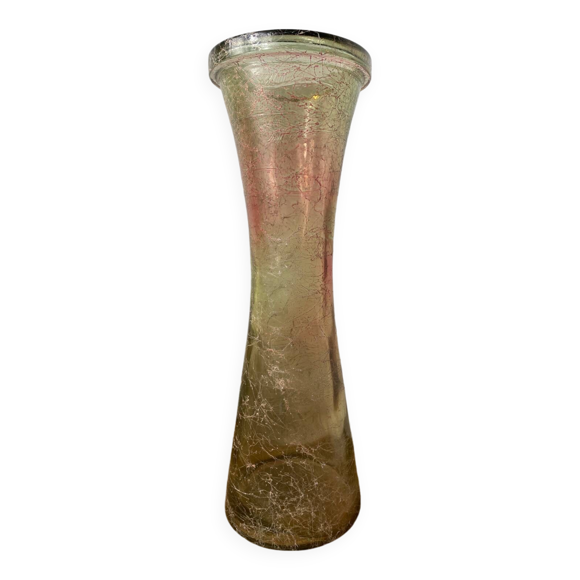Large cracked glass vase
