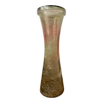 Large cracked glass vase