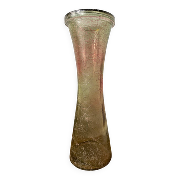 Large cracked glass vase