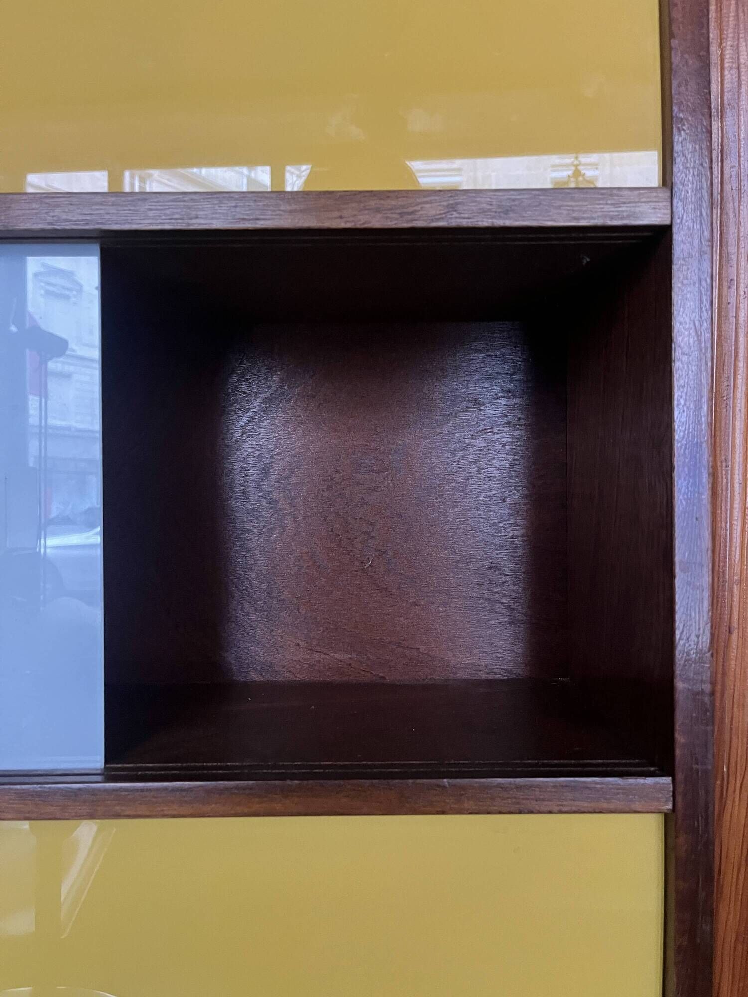Closed bookcase in Bauhaus colors by D.Rozaffy Edition Meuble Oscar, design 1960