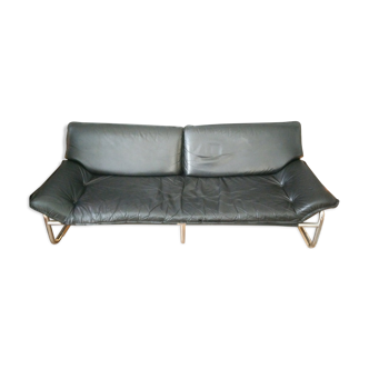 Canapé 3 places vintage cuir chrome design italien