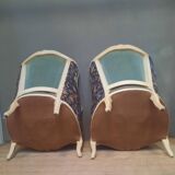Pair of large Louis XV style bergere chairs