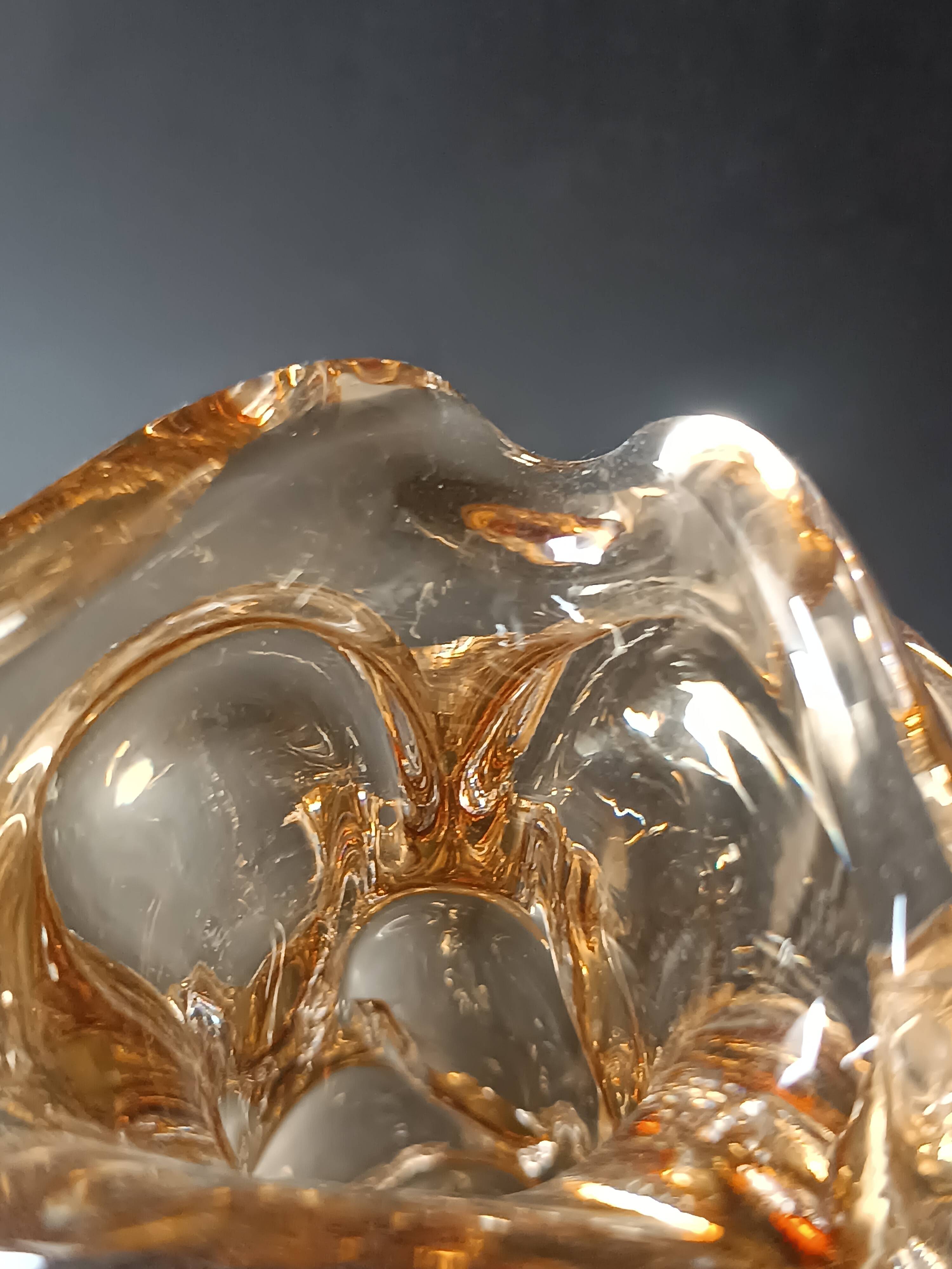 Amber glass vase design Jan Beranek vintage