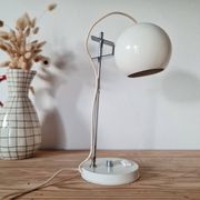 Small vintage Space Age desk lamp in white metal, 1970s design.