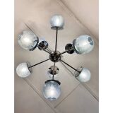 Mid-Century Modern Sputnik "Pulegoso" Blue Murano Glass Chandelier