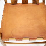 2001 set of walnut and leather dining chairs, set of 6