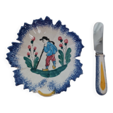 Cup-shaped butter dish with knife