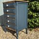 Revamped 5-drawer chest - Prussian Blue & Wood / Louis XV Style
