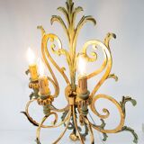 Large Italian wall lamp in gold and green metal. 90s