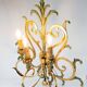 Large Italian wall lamp in gold and green metal. 90s