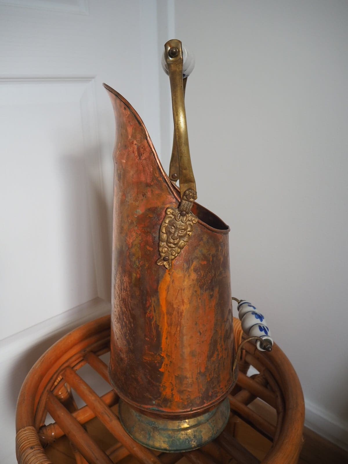 Copper umbrella holder and porcelain handles