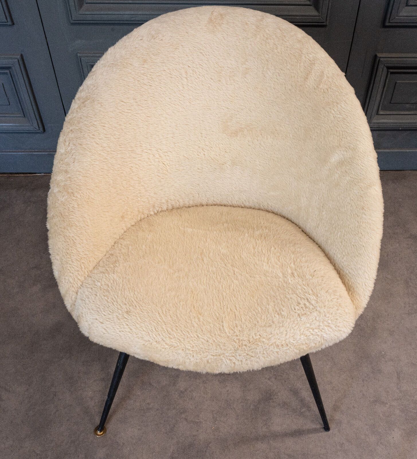 Armchair 1960 tubular black and fabric polar bear twentieth