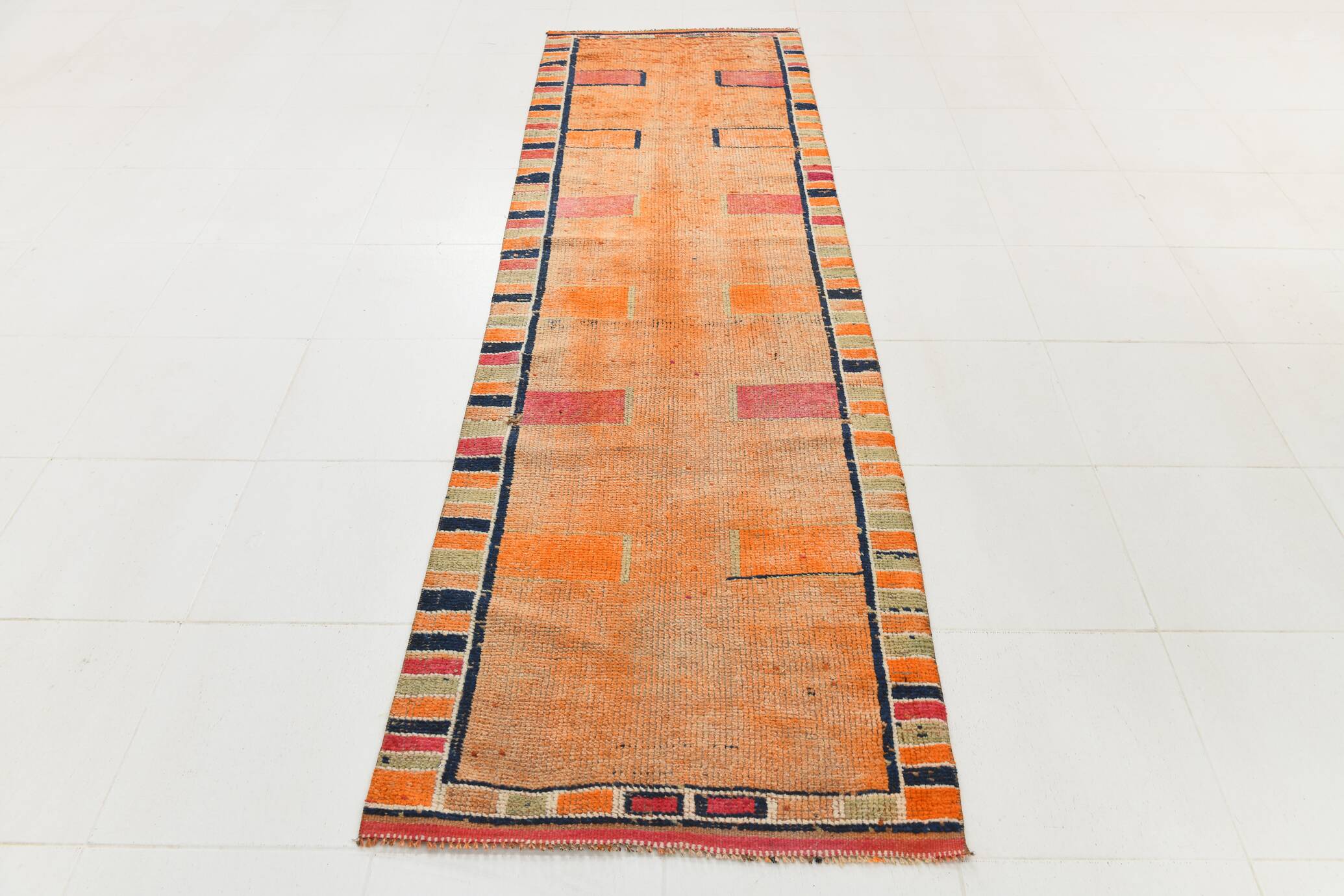 Rustic Boho Runner, Turkish Runner Rug, Sof Palette Rug, 86x302Cm
