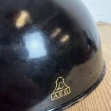 Black Enamel Industrial Pendant Lamp from AEG, 1930s
