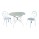 Partie de salon de jardin en fer forgé laqué blanc