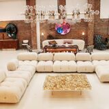 Mid Century by Mario Bellini Italian Camaleonda White Bouclé Fabric Modular Sofa