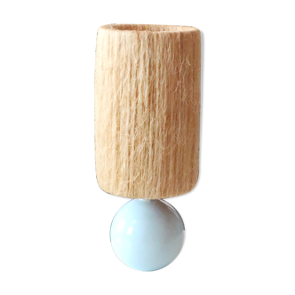 Glass lamp with hemp shade from the 60s