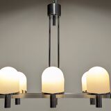 Space Age chandelier with 6 lights in sandblasted opalines, 1960s-70s
