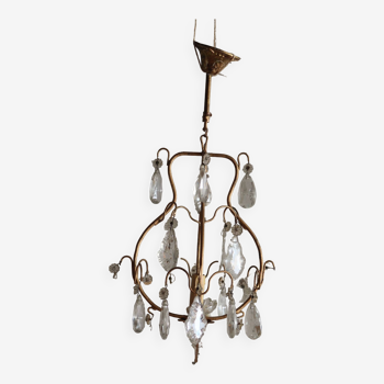Old cage chandelier with crystal tassels