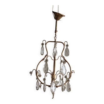 Old cage chandelier with crystal tassels