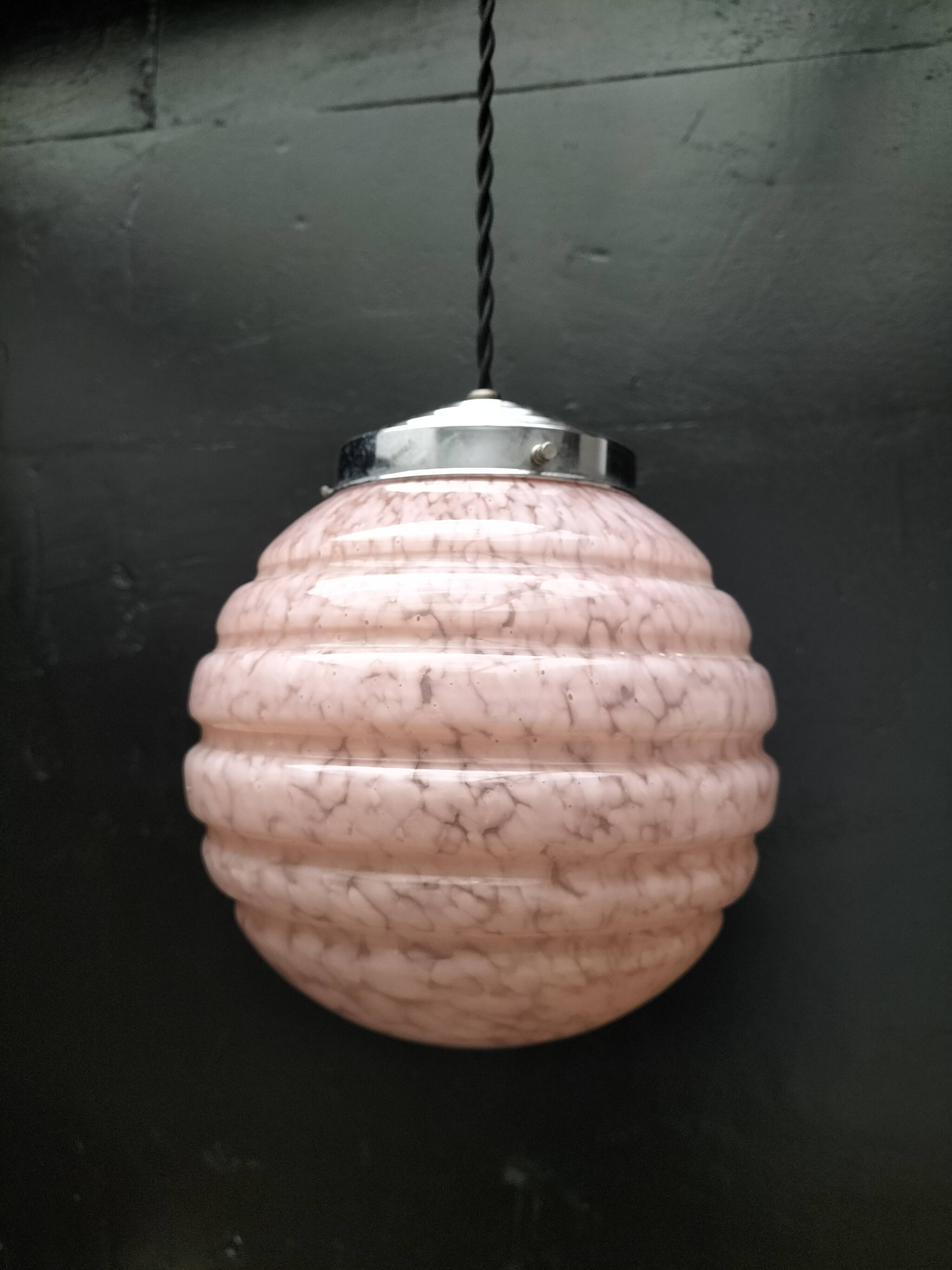 pink opaline pendant light