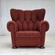 1960s, Danish relax armchair, original red furniture wool, oak wood legs.