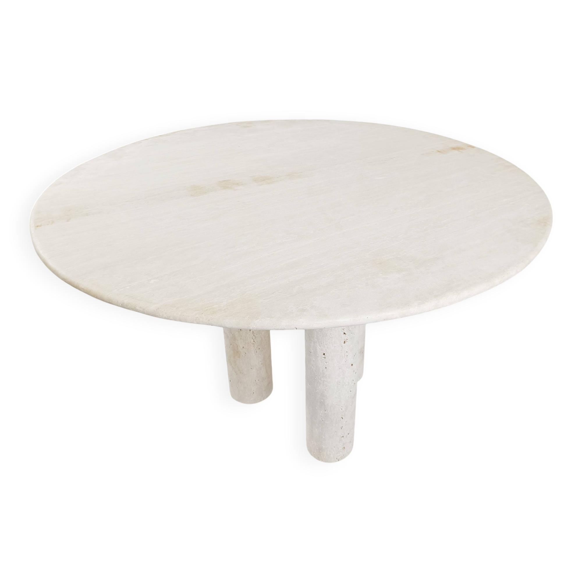 Round italian travertine dining table 1970s