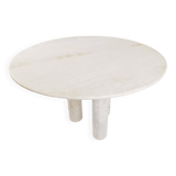 Round italian travertine dining table 1970s
