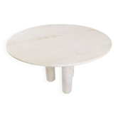 Table à manger ronde en travertin italien des années 1970
