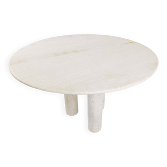 Table à manger ronde en travertin italien des années 1970